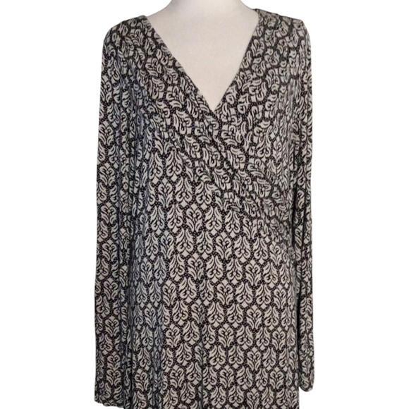 Soft Surroundings Black White Faux Wrap Front Jersey Knit Maxi Dress Size Medium - Picture 2 of 9